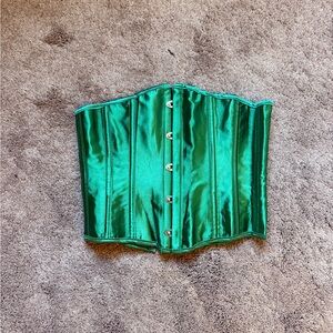 green silky corset